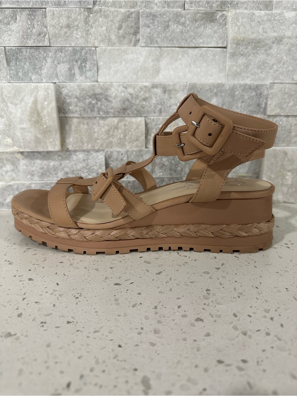 Jessica Simpson Tan Braided Platform Buckle Sandals